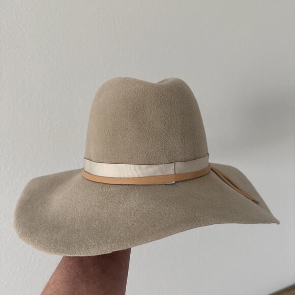 Calypso St Barth Pure Rabbit Fur Felt Fedora Women's Hat Beige Made In USA - Picture 9 of 11